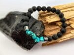 Męska bransoletka z lawy wulkanicznej i turkusu - obrazek 3