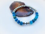 Męska bransoletka z hematytu i niebieskiego agatu