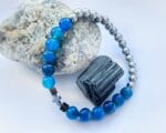 Męska bransoletka z hematytu i niebieskiego agatu - obrazek 4