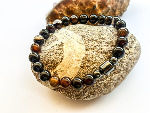 Męska bransoletka z tygrysiego oka  i hematytu 8 mm