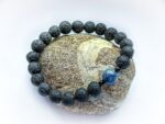 Męska bransoletka z lawy wulkanicznej ,czarnego turmalinu , lapis lazuli - obrazek 2