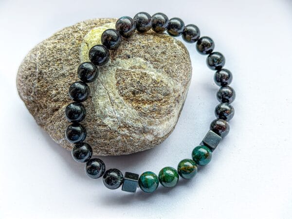 Męska bransoletka z onyks, heliotrop i hematytu 8 mm