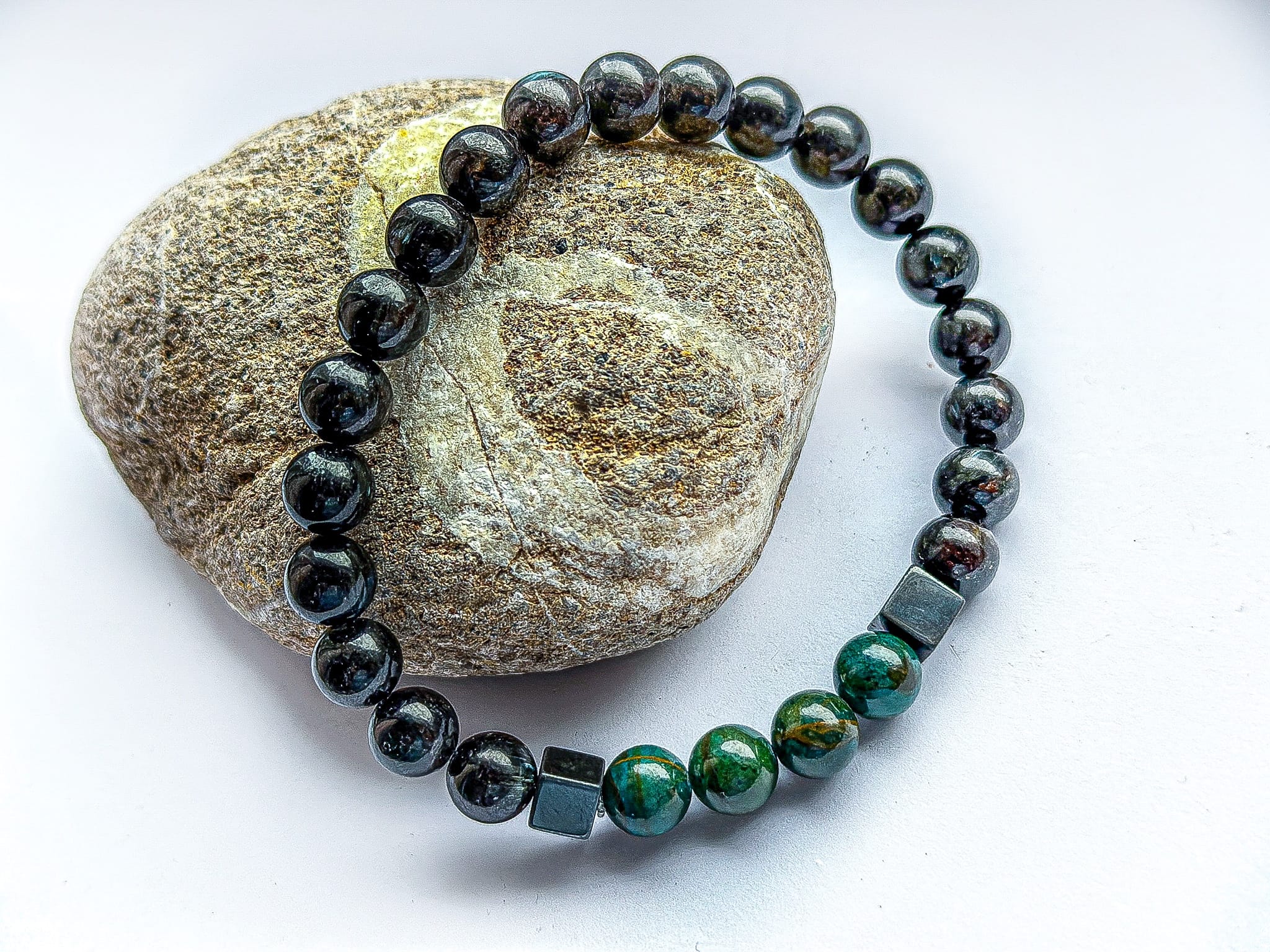 IMG_8927 Męska bransoletka z onyks, heliotrop i hematytu 8 mm - obrazek 1