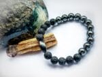 Męska bransoletka z hematytu i z  lawy wulkanicznej