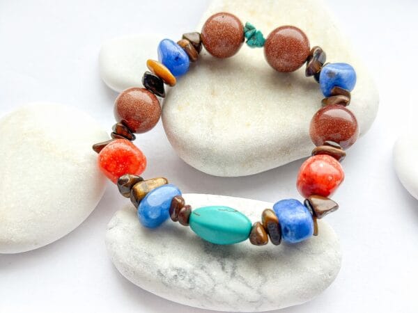 Bransoletka z azurytu, jaspisu ,tygrysiego oka ,turkusu, piasku pustyni