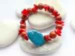 Bransoletka z czerwonego jaspisu z turkusem - obrazek 3