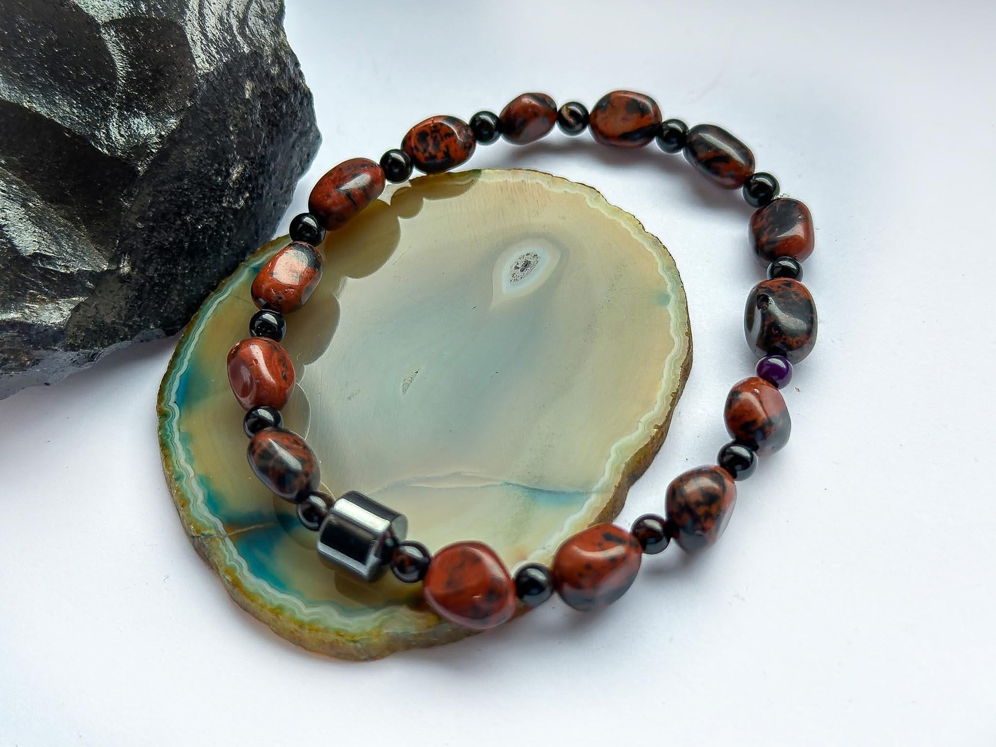 IMG_0999 Męska bransoletka z hematytu i bawolego oka - obrazek 1