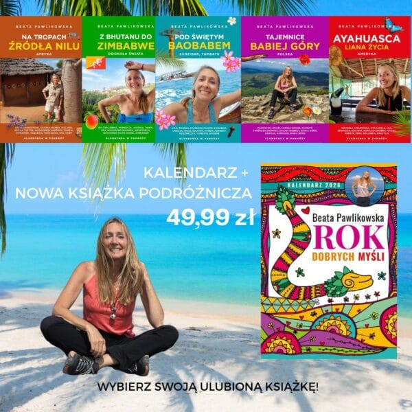 Inspirujący Zestaw : Książka z nowej serii Blondynka w podróży wraz z kalendarzem Rok Dobrych Myśli 2026 r