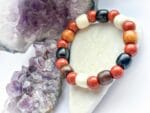 Bransoletka z Czerwonym Jaspisem i Białym Jadeitem z Drewnianymi Koralikami