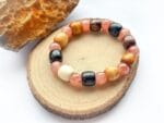 Bransoletka z Kamieniem Słonecznym i Białym Jadeitem z Drewnianymi Koralikami - obrazek 4