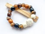 Bransoletka z Tygrysim Okiem i Białym Jadeitem z Drewnianymi Koralikami - obrazek 3
