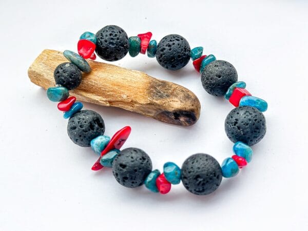 Bransoletka z Lawy Wulkanicznej i Turkusu