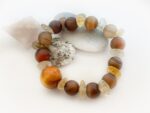Bransoletka z brązowego agatu, cytrynu i bukowego drewna - obrazek 2