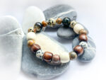 Bransoletka z jaspisu dalmatyńskiego, tygrysiego oka i drewnianych koralików